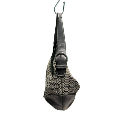 COACH Signature C Canvas Signature C Hobo Bag Shoulder Bag Charcoal Black Silver Hardware Co52