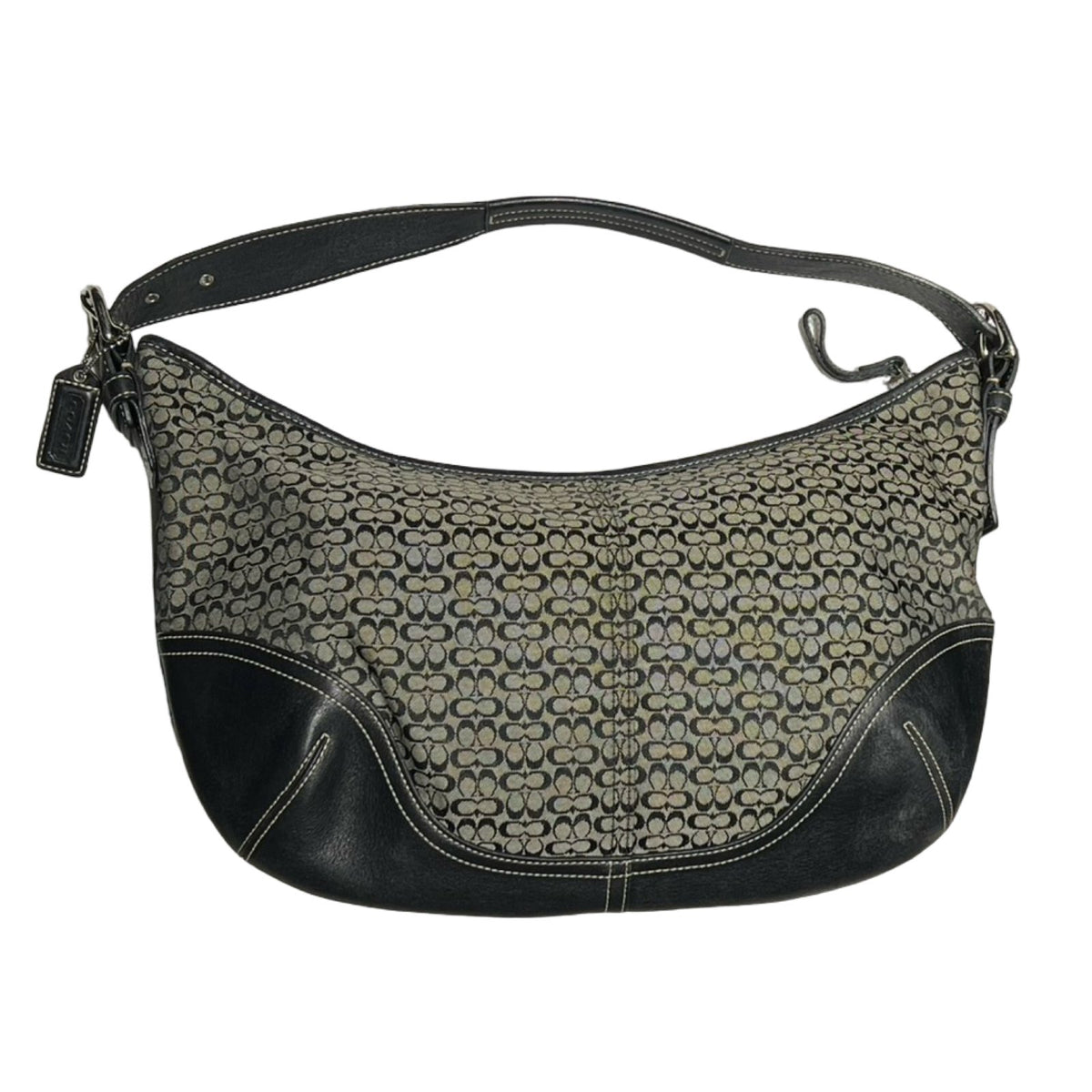 COACH Signature C Canvas Signature C Hobo Bag Shoulder Bag Charcoal Black Silver Hardware Co52