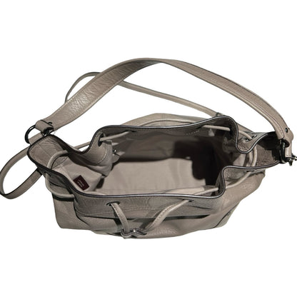 COACH Pebbled Leather Charlie Bucket Bag Shoulder Bag Taupe Silver Hardware Co51