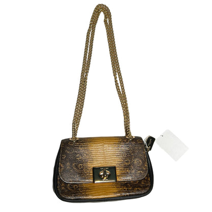 COACH Leather Turnlock Shoulder Bag Shoulder Bag Brown, Black, Gold Gold Hardware Co50