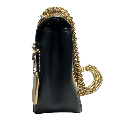 COACH Leather Turnlock Shoulder Bag Shoulder Bag Brown, Black, Gold Gold Hardware Co50
