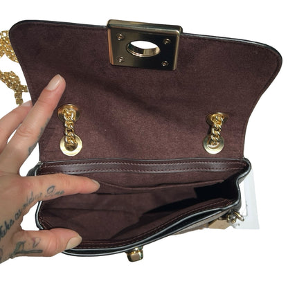 COACH Leather Turnlock Shoulder Bag Shoulder Bag Brown, Black, Gold Gold Hardware Co50
