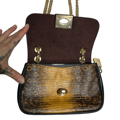 COACH Leather Turnlock Shoulder Bag Shoulder Bag Brown, Black, Gold Gold Hardware Co50