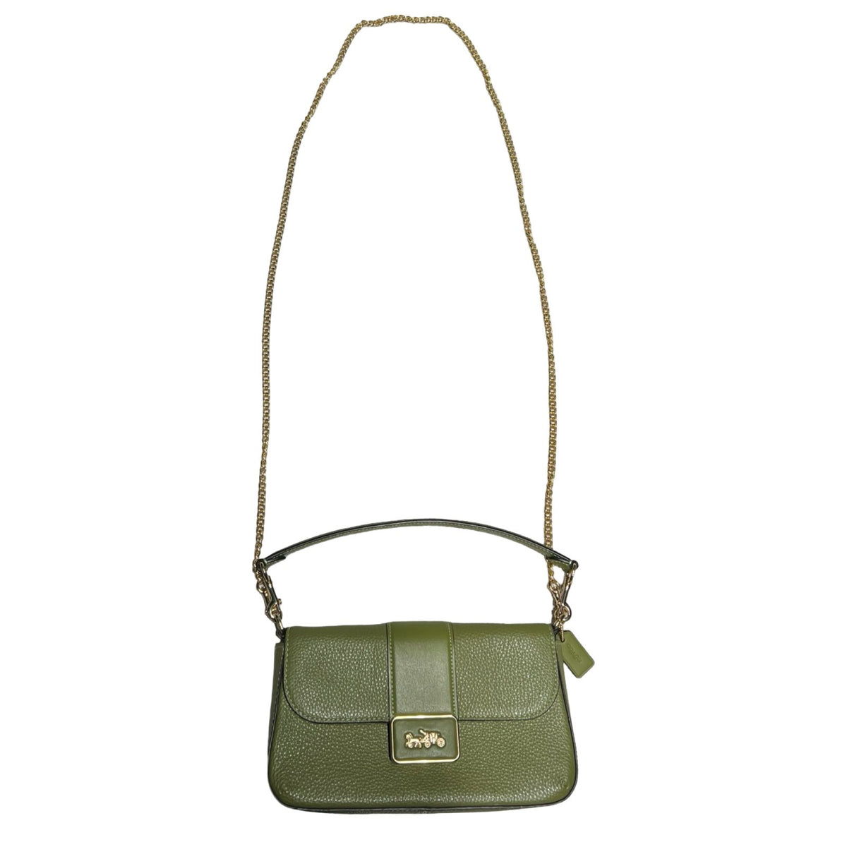 COACH Pebble Grain Cassie Crossbody 19 Shoulder Bag Green Gold Hardware Co82