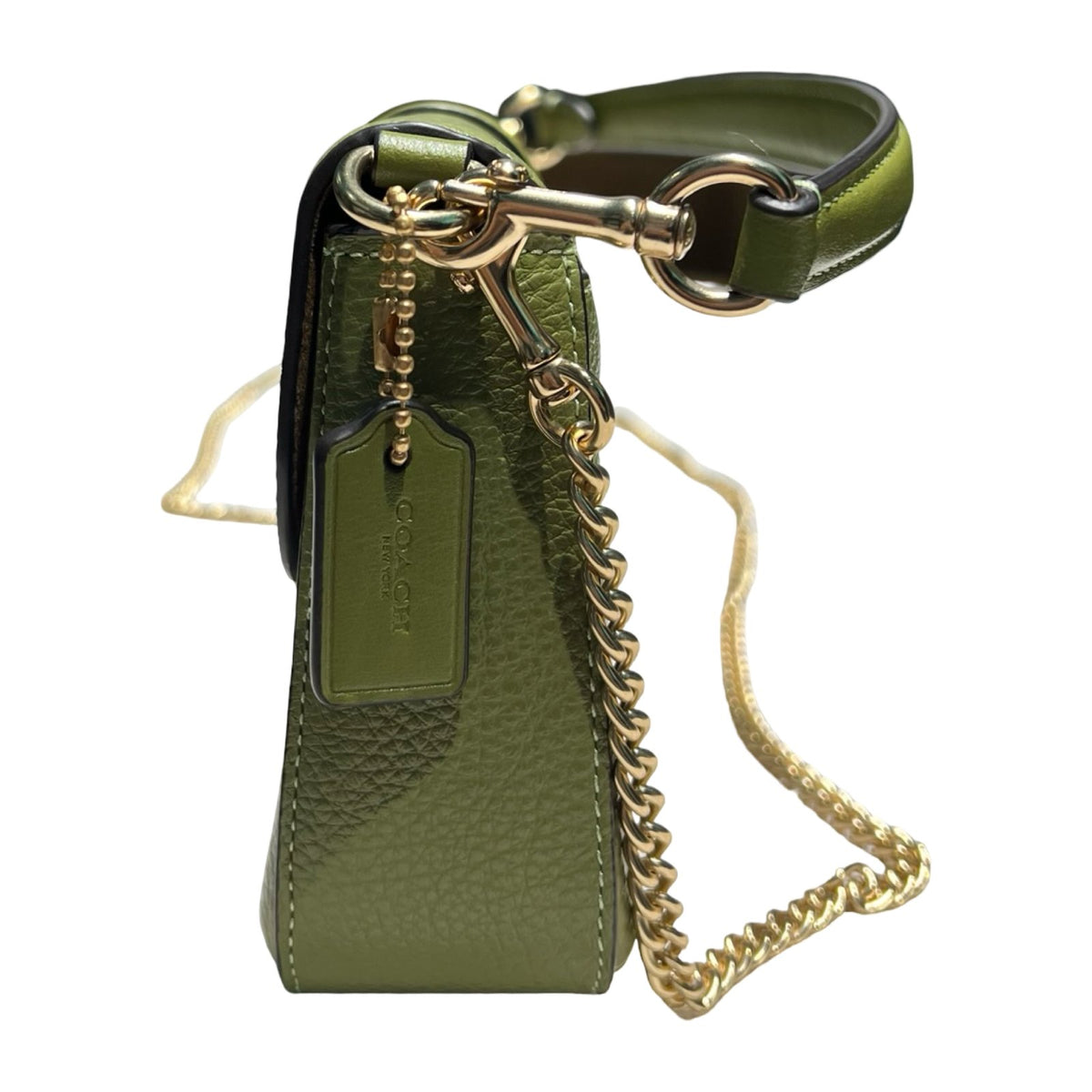 COACH Pebble Grain Cassie Crossbody 19 Shoulder Bag Green Gold Hardware Co82