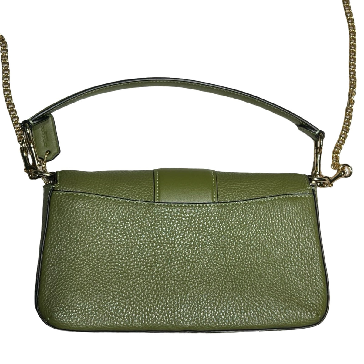 COACH Pebble Grain Cassie Crossbody 19 Shoulder Bag Green Gold Hardware Co82