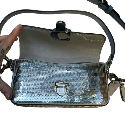 COACH Sequin Swinger 20 Shoulder Bag Silver Silver Hardware Co60