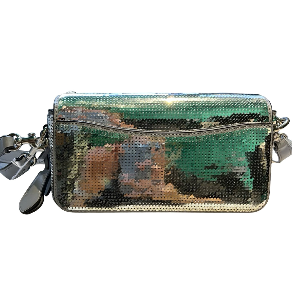 COACH Sequin Swinger 20 Shoulder Bag Silver Silver Hardware Co60