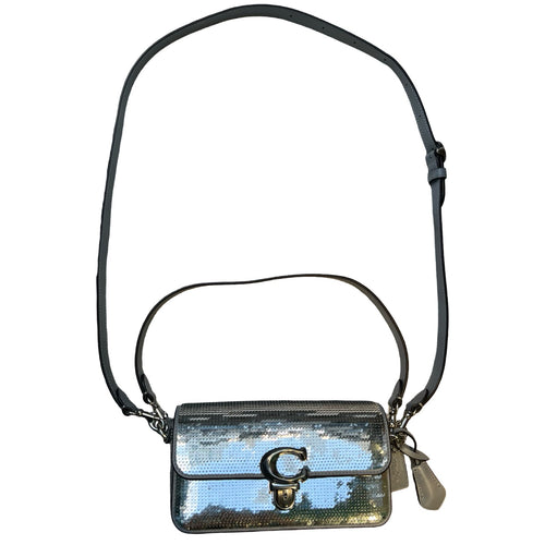 COACH Sequin Swinger 20 Shoulder Bag Silver Silver Hardware Co60