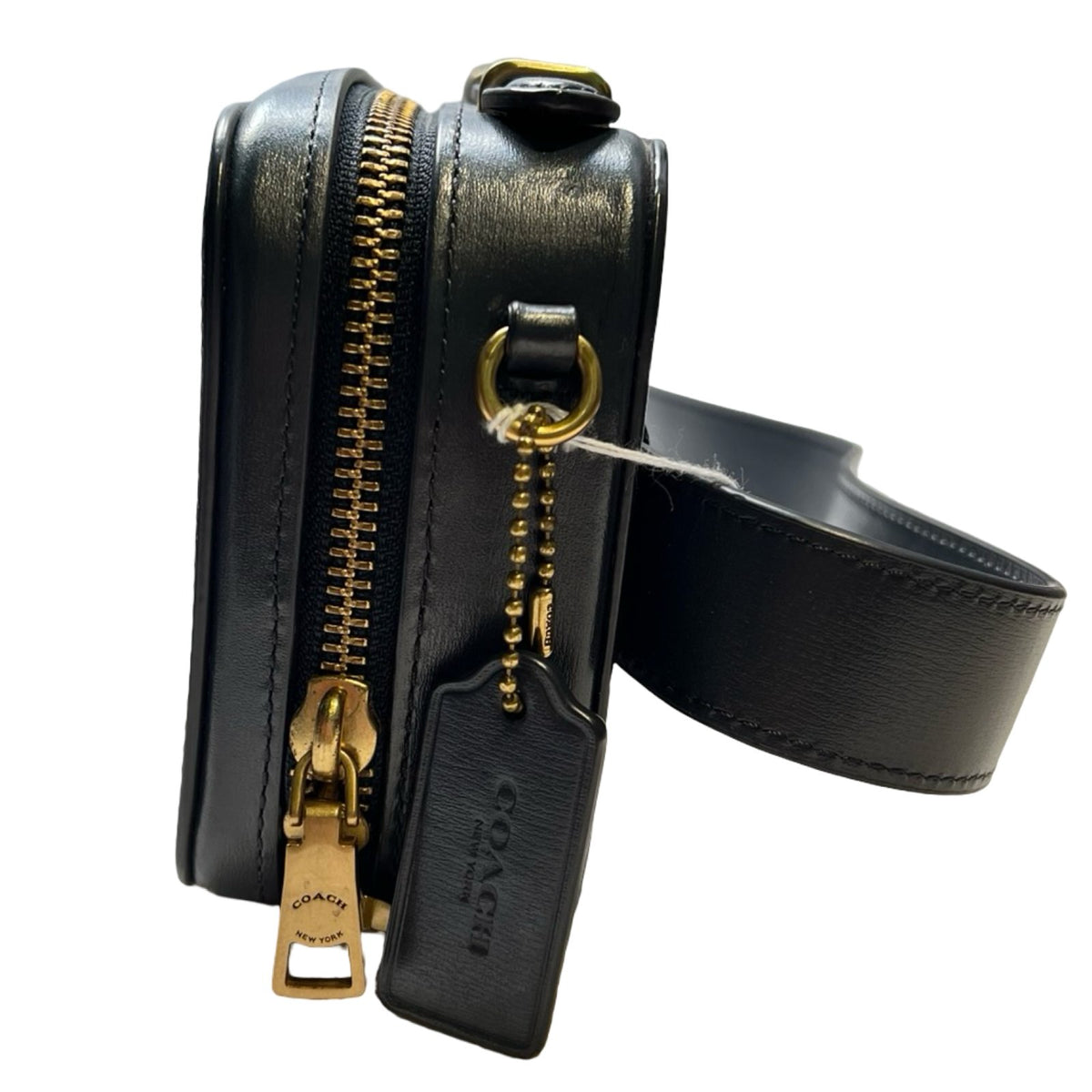 COACH Signature Canvas, Leather Dempsey Camera Bag In Signature Canvas Belt Bag Black, Tan Gold Hardware Co84