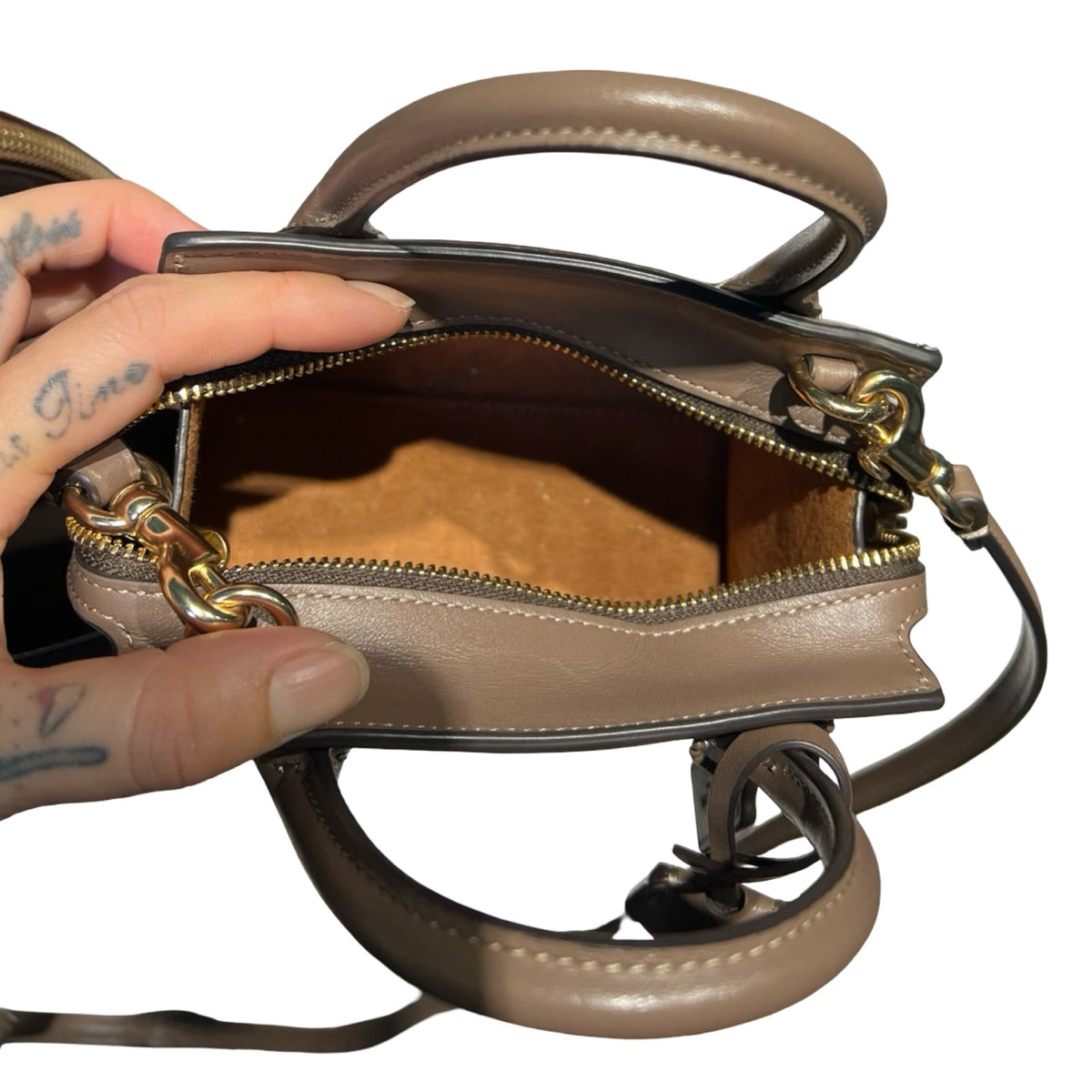 COACH Leather Mini Carryall Handbag Brown Gold Hardware Co88