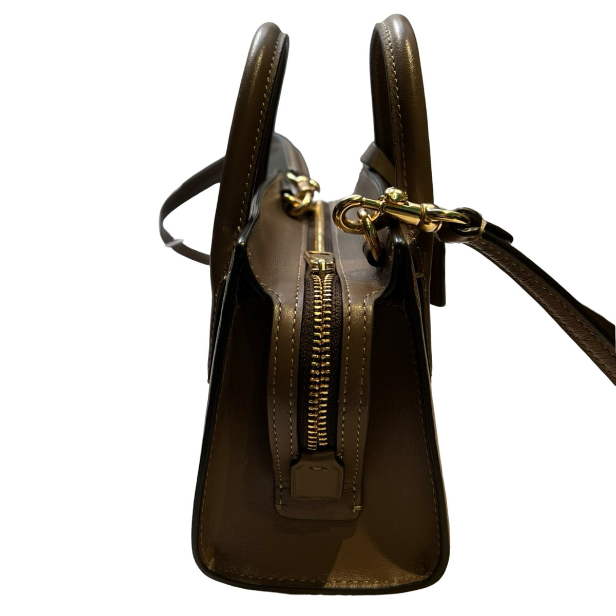 COACH Leather Mini Carryall Handbag Brown Gold Hardware Co88