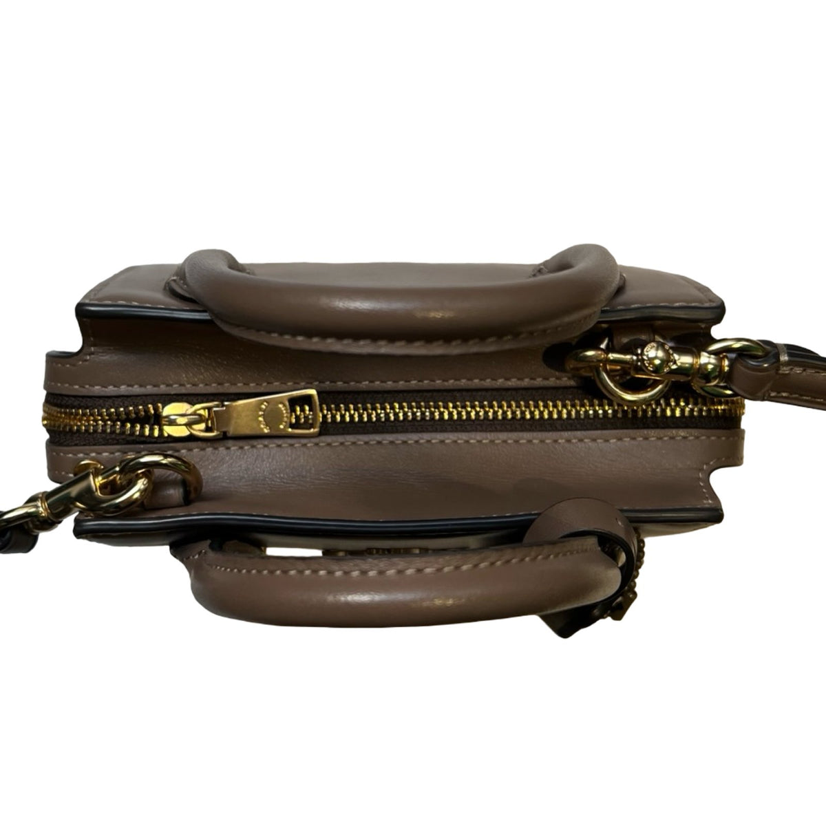 COACH Leather Mini Carryall Handbag Brown Gold Hardware Co88