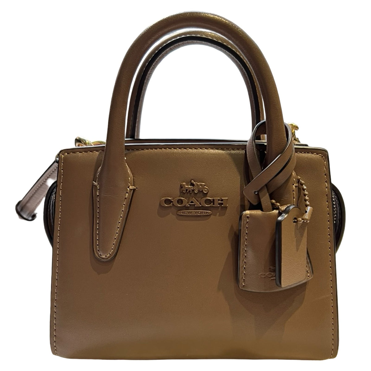 COACH Leather Mini Carryall Handbag Brown Gold Hardware Co88