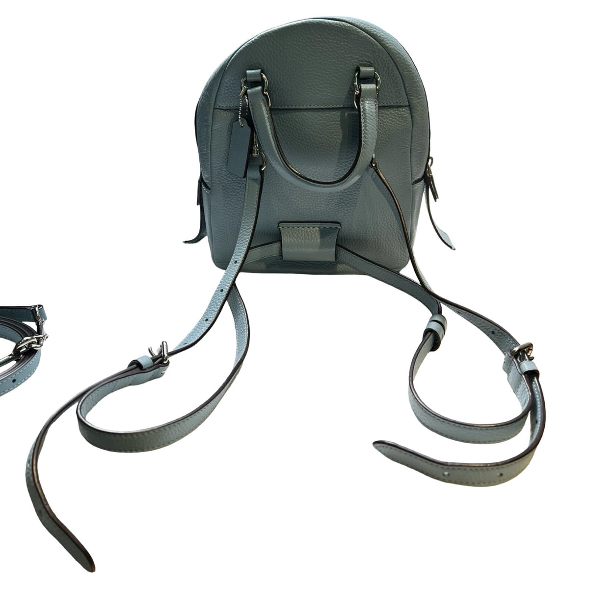 COACH Pebbled Leather Mini Backpack Backpack Light Blue Silver Hardware Co65