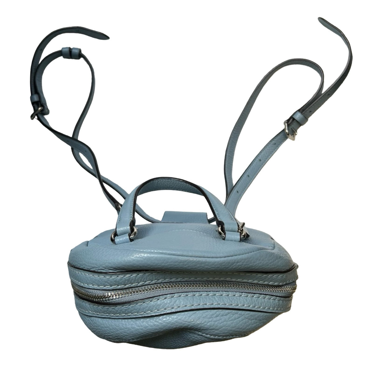 COACH Pebbled Leather Mini Backpack Backpack Light Blue Silver Hardware Co65