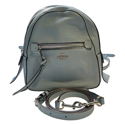 COACH Pebbled Leather Mini Backpack Backpack Light Blue Silver Hardware Co65