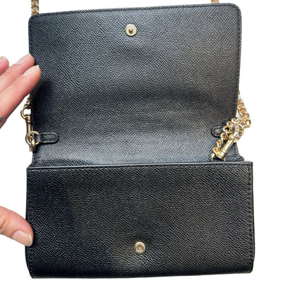 COACH Crossgrain Wallet On Chain Mini Shoulder Bag Black Gold Hardware Co61