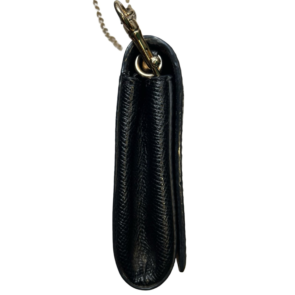 COACH Crossgrain Wallet On Chain Mini Shoulder Bag Black Gold Hardware Co61