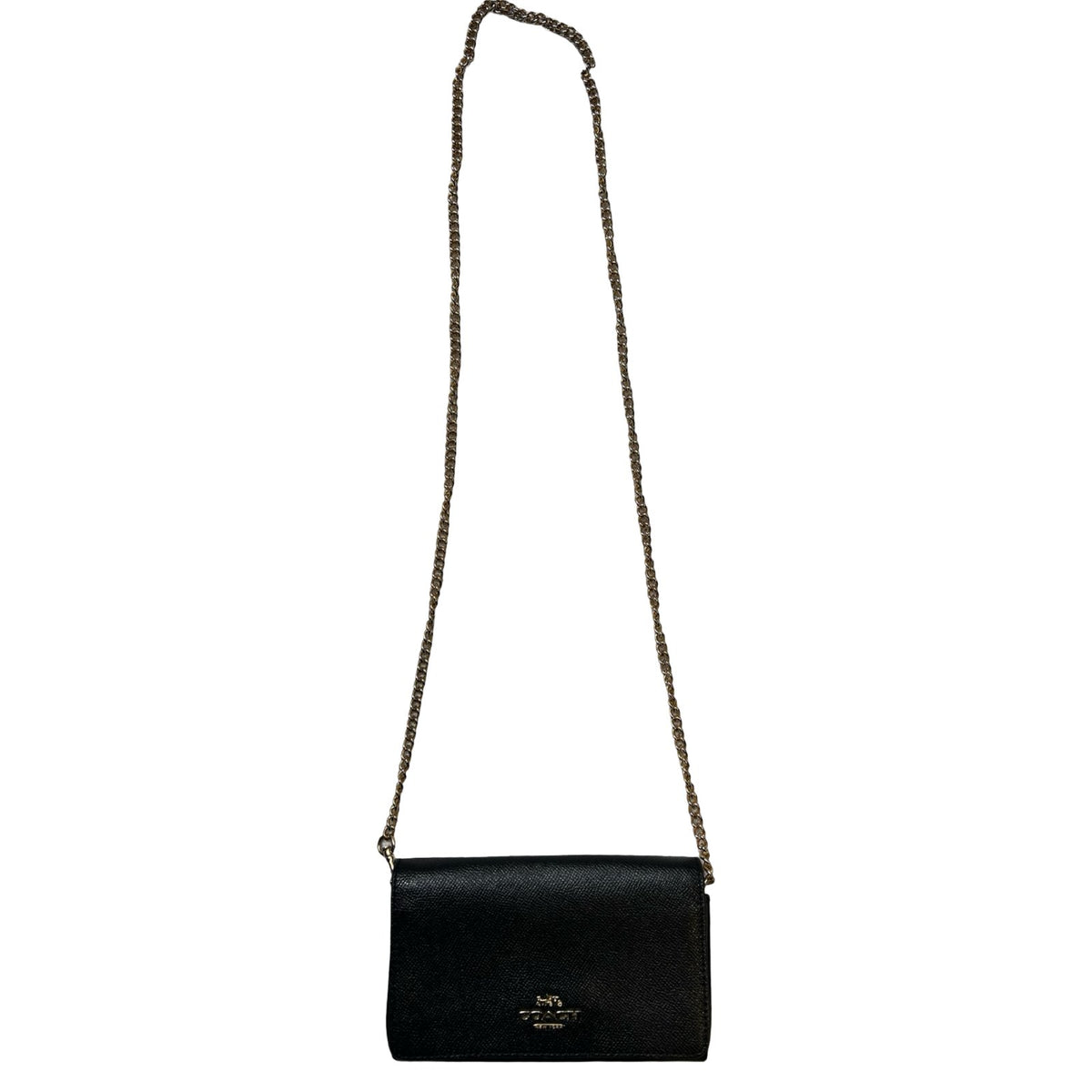 COACH Crossgrain Wallet On Chain Mini Shoulder Bag Black Gold Hardware Co61