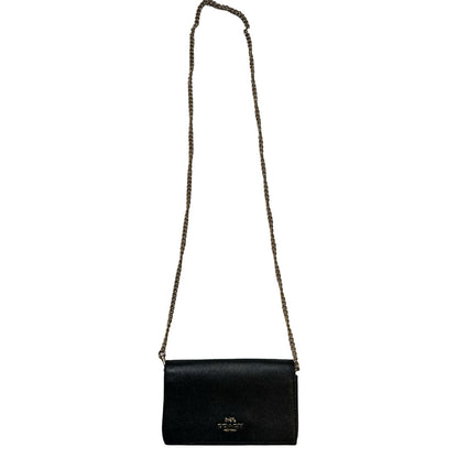 COACH Crossgrain Wallet On Chain Mini Shoulder Bag Black Gold Hardware Co61
