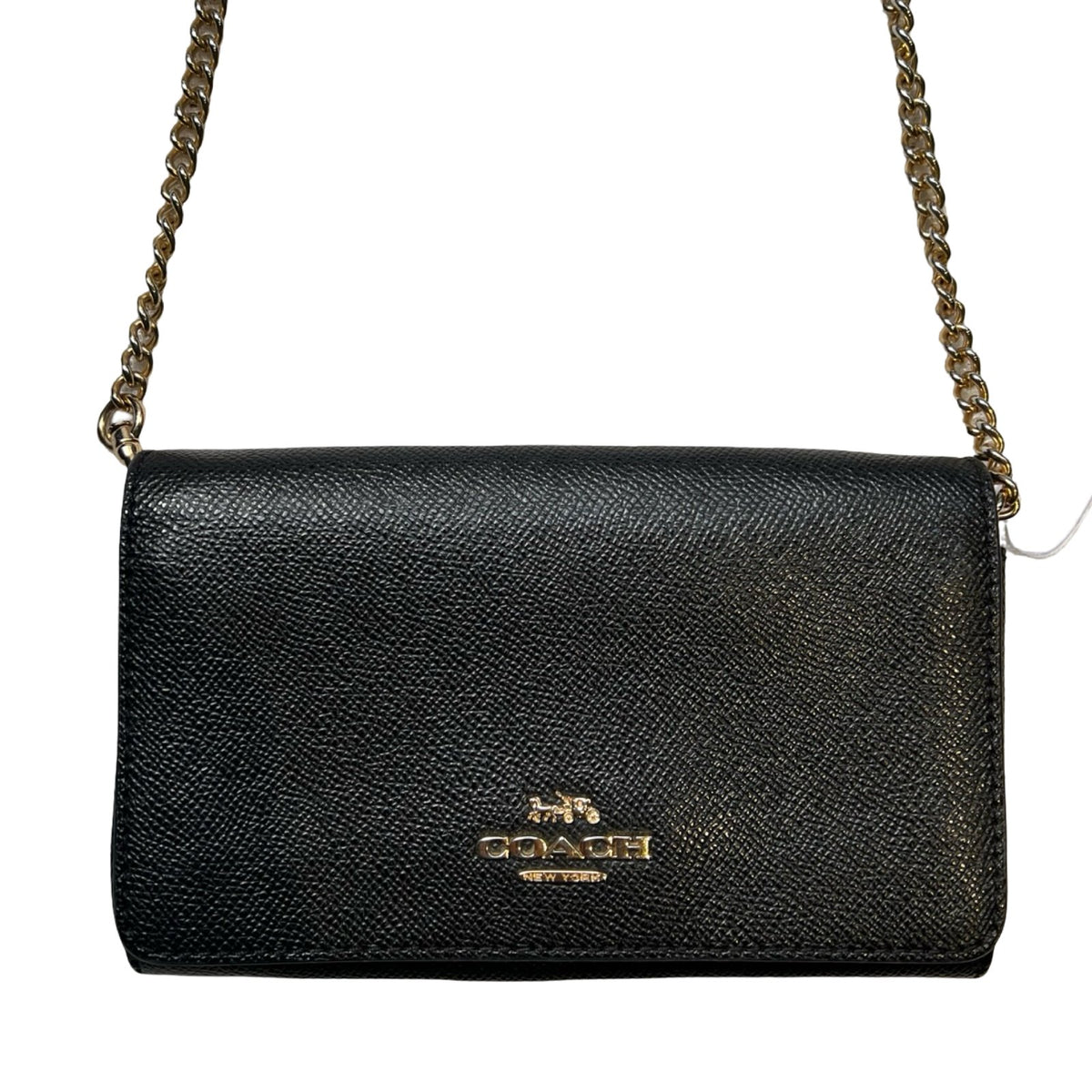 COACH Crossgrain Wallet On Chain Mini Shoulder Bag Black Gold Hardware Co61
