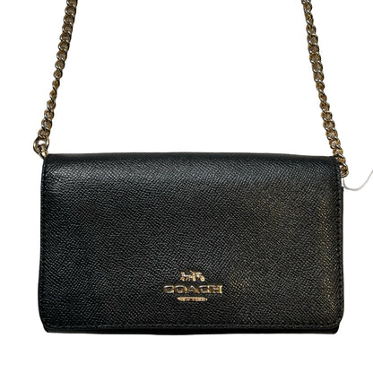 COACH Crossgrain Wallet On Chain Mini Shoulder Bag Black Gold Hardware Co61