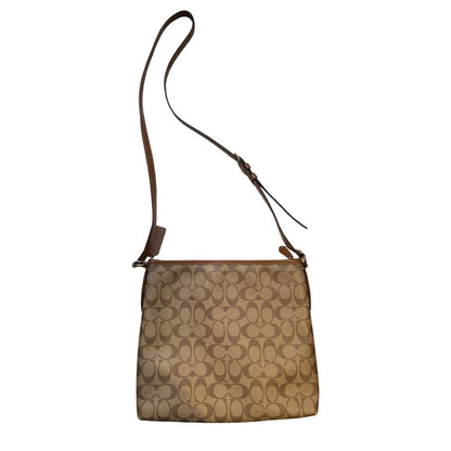 COACH Signature Coated Canvas Signature Crossbody Bag Crossbody Bag Brown Gold Hardware Co43