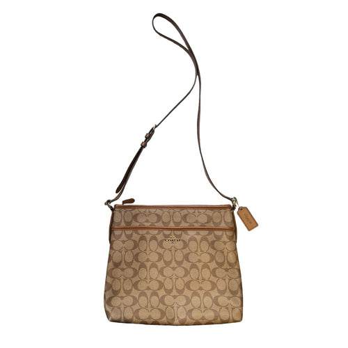 COACH Signature Coated Canvas Signature Crossbody Bag Crossbody Bag Brown Gold Hardware Co43