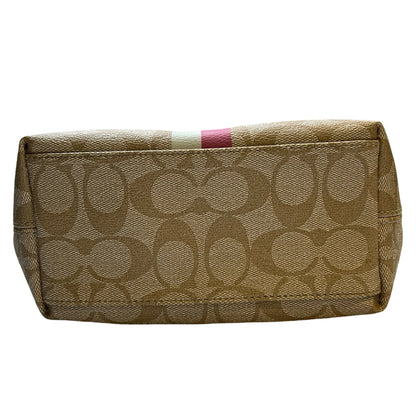COACH Signature Canvas Signature Canvas Small Wristlet Wristlet Beige, Pink, White Silver Hardware Co70