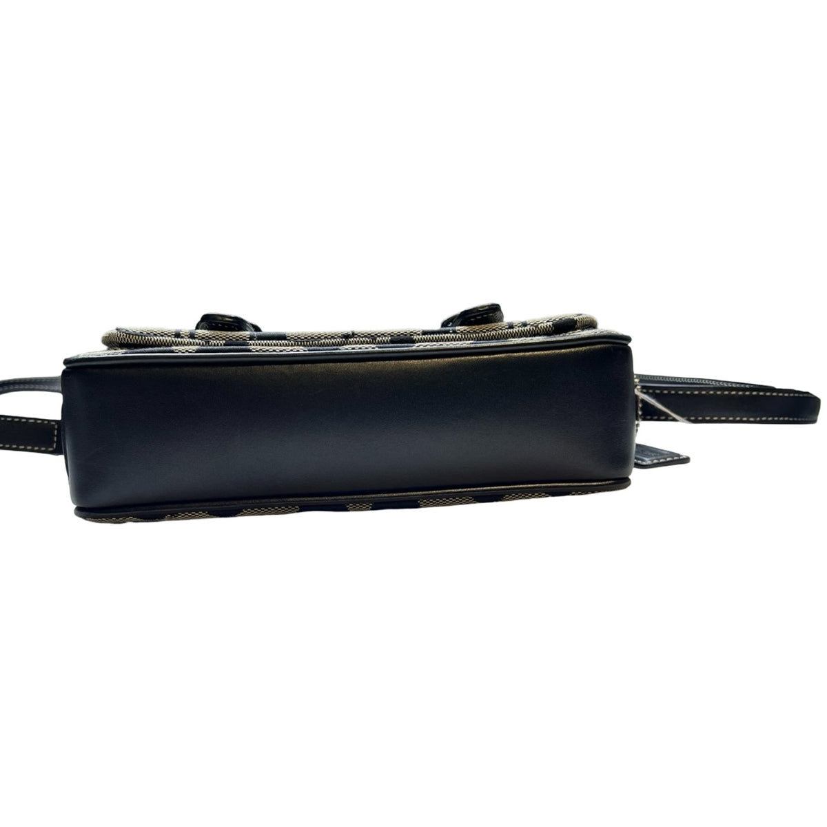 COACH Canvas, Leather Signature C Flap Crossbody Bag Shoulder Bag Black, Grey Silver Hardware Co55