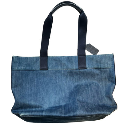 COACH Denim Horse and Carriage Tote Tote Bag Blue Silver Hardware Co47