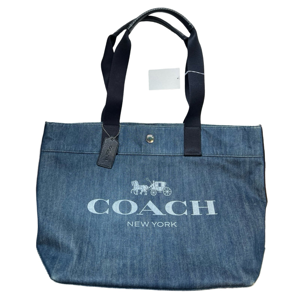 COACH Denim Horse and Carriage Tote Tote Bag Blue Silver Hardware Co47