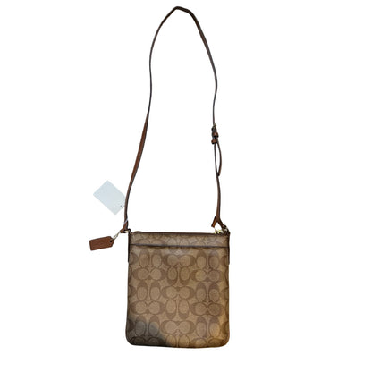 COACH Signature Coated Canvas Signature PVC File Crossbody Bag Crossbody Bag Brown Gold Hardware Co53