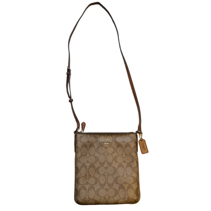 COACH Signature Coated Canvas Signature PVC File Crossbody Bag Crossbody Bag Brown Gold Hardware Co53
