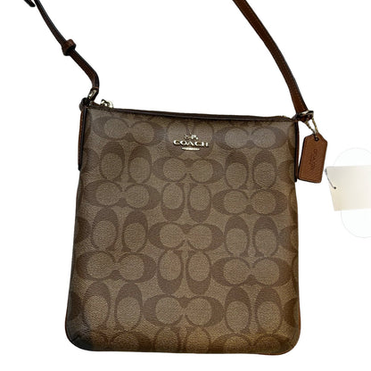 COACH Signature Coated Canvas Signature PVC File Crossbody Bag Crossbody Bag Brown Gold Hardware Co53