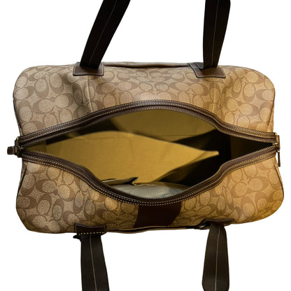 COACH Signature C Canvas Duffle Bag Brown, Tan Gold Hardware Co45
