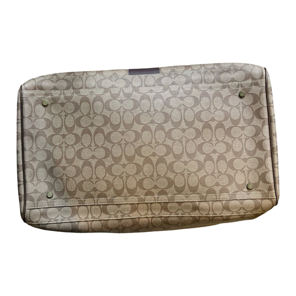 COACH Signature C Canvas Duffle Bag Brown, Tan Gold Hardware Co45