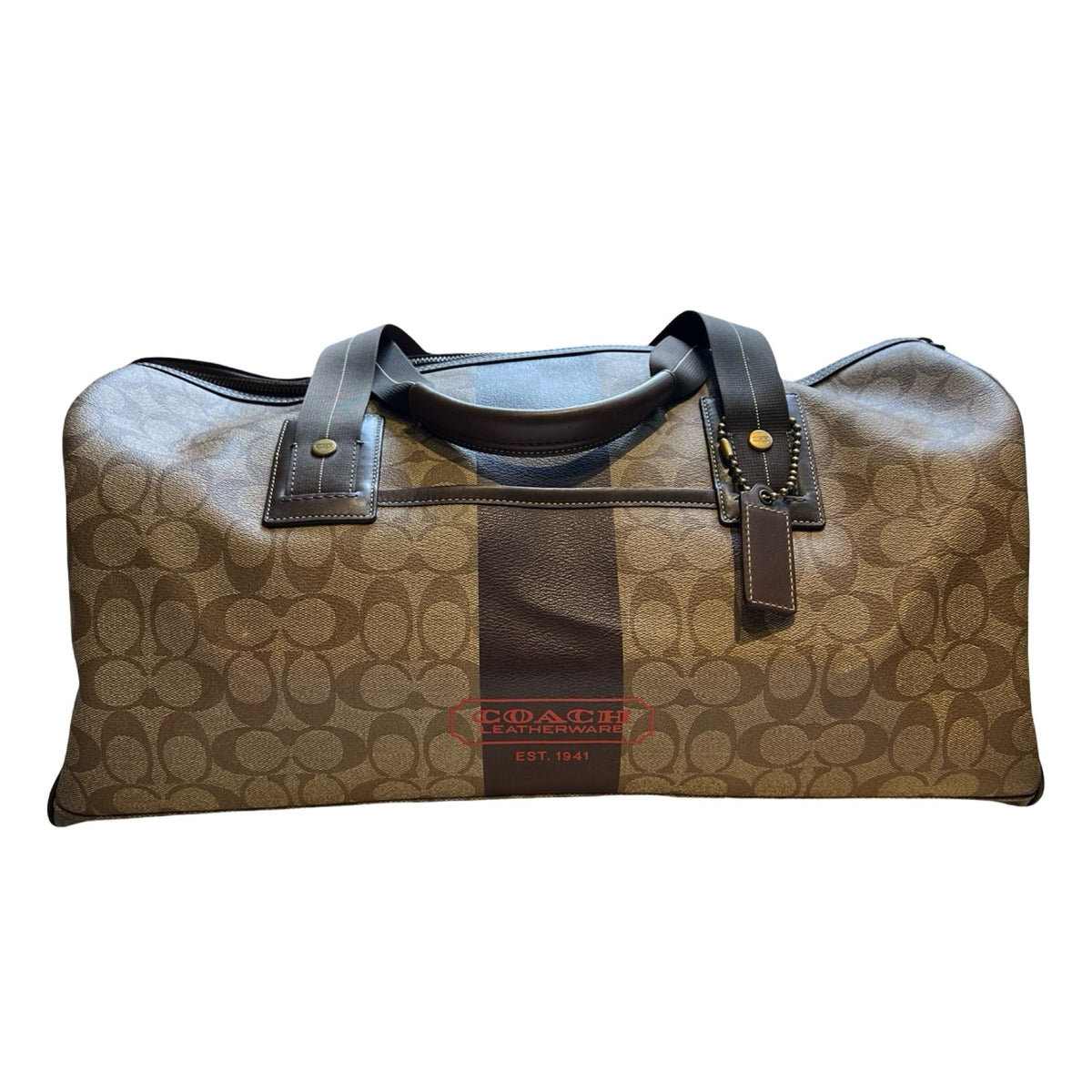 COACH Signature C Canvas Duffle Bag Brown, Tan Gold Hardware Co45