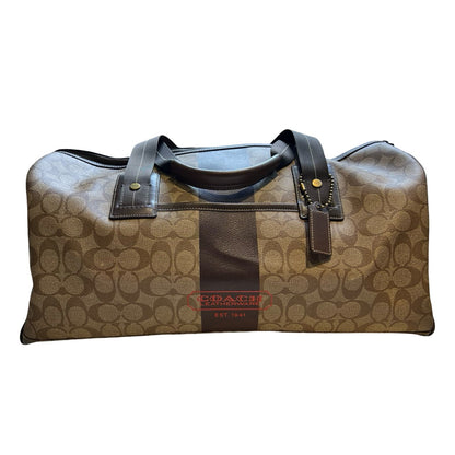 COACH Signature C Canvas Duffle Bag Brown, Tan Gold Hardware Co45