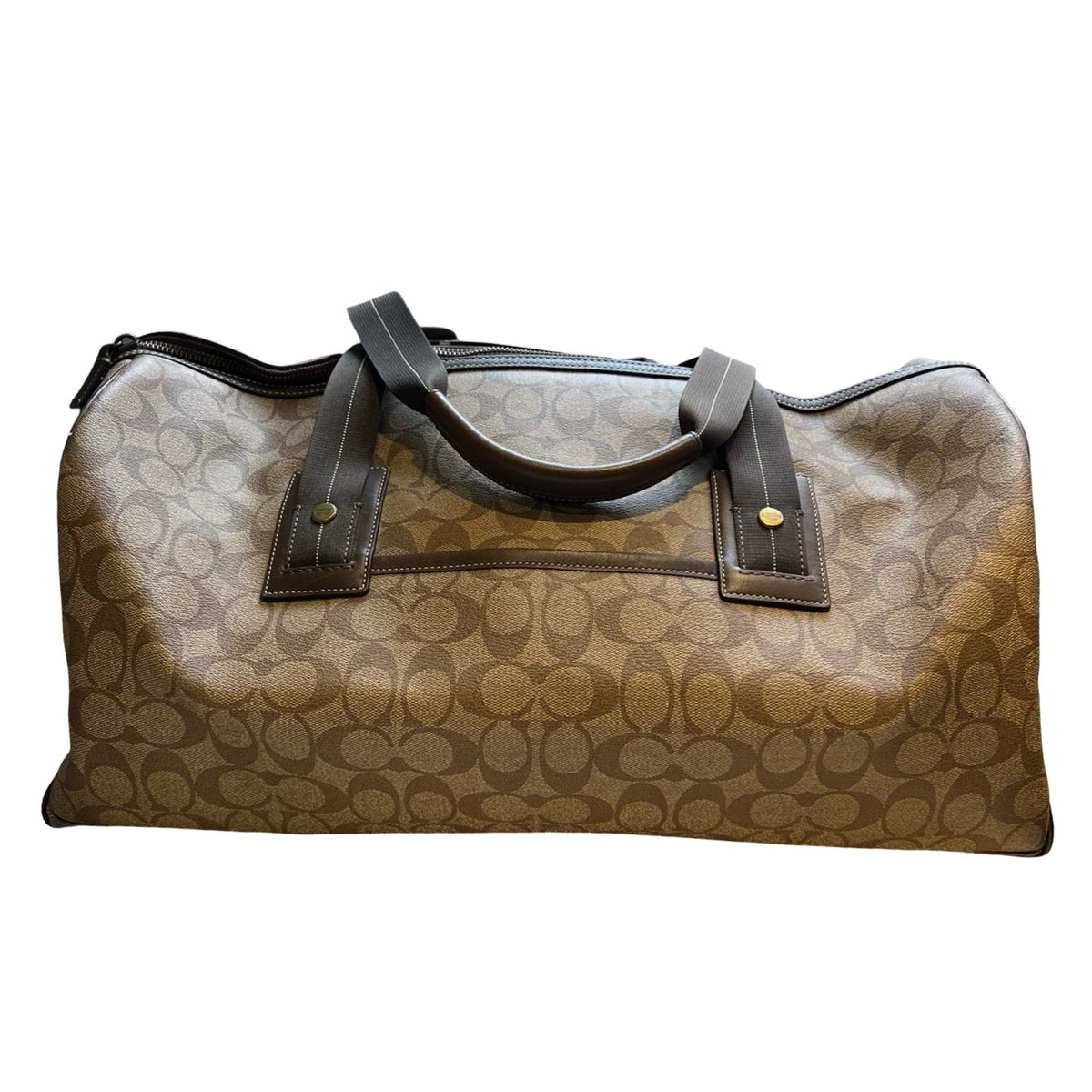 COACH Signature C Canvas Duffle Bag Brown, Tan Gold Hardware Co45