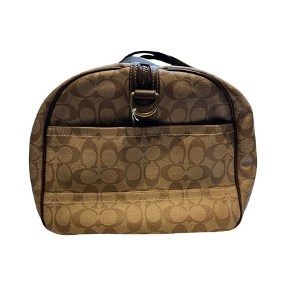 COACH Signature C Canvas Duffle Bag Brown, Tan Gold Hardware Co45