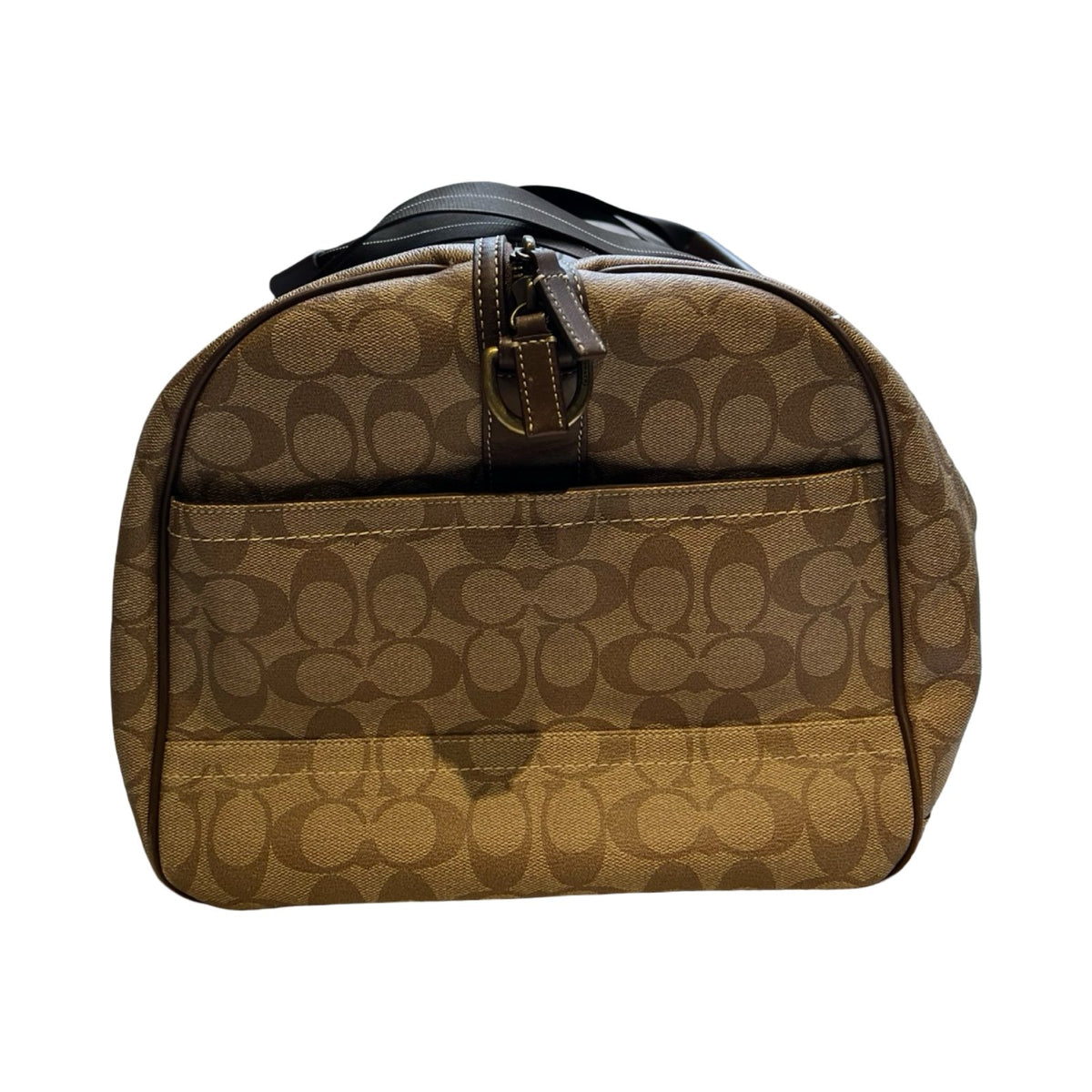 COACH Signature C Canvas Duffle Bag Brown, Tan Gold Hardware Co45