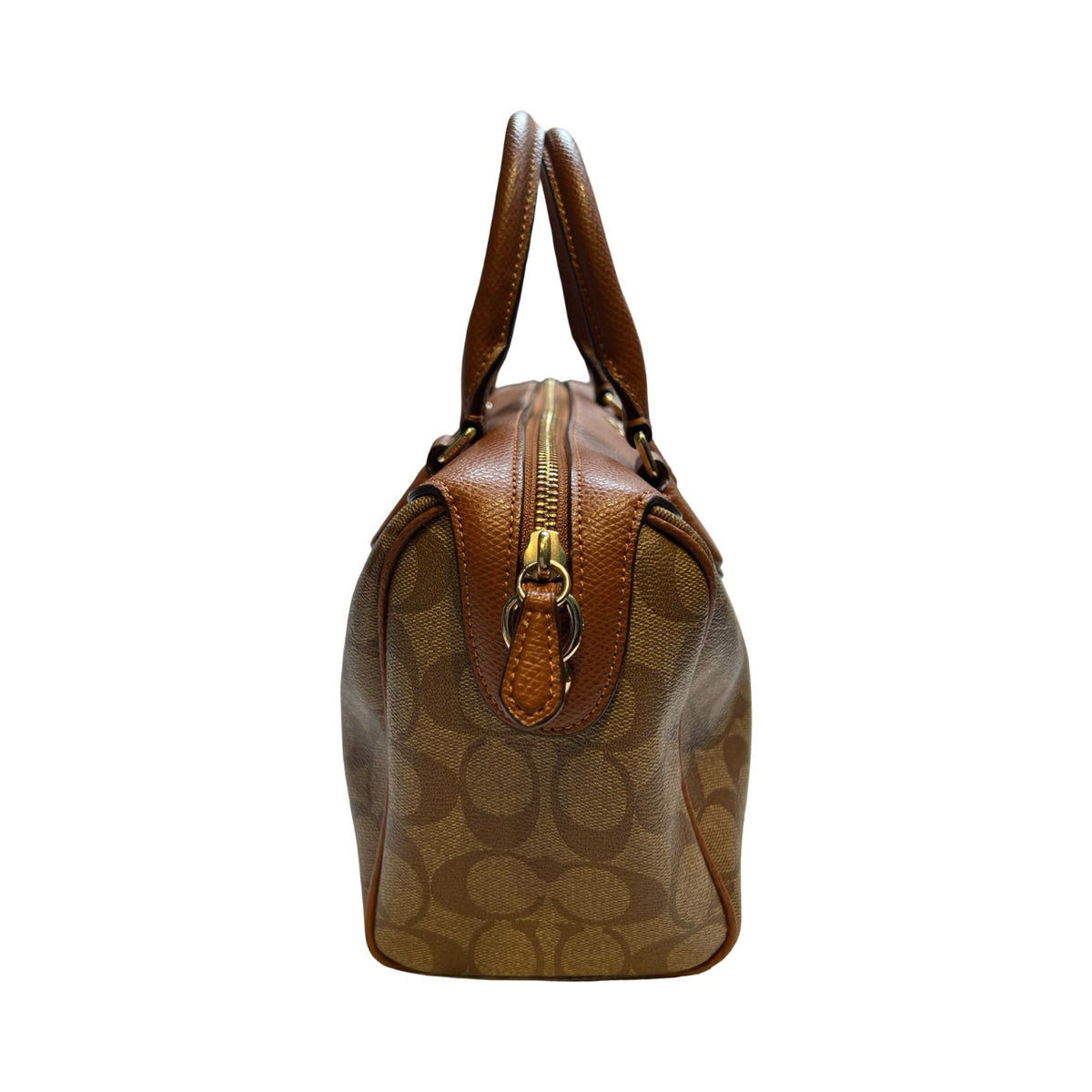 COACH Signature Canvas Mini Sierra Satchel Handbag Khaki Brown Gold Hardware Co48