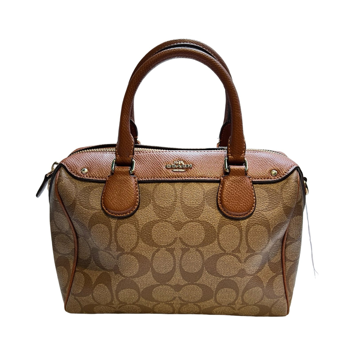 COACH Signature Canvas Mini Sierra Satchel Handbag Khaki Brown Gold Hardware Co48