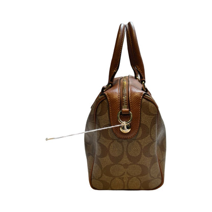 COACH Signature Canvas Mini Sierra Satchel Handbag Khaki Brown Gold Hardware Co48