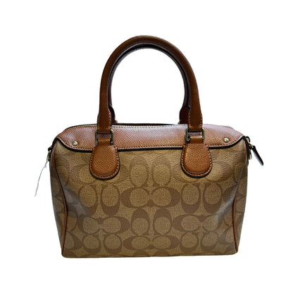COACH Signature Canvas Mini Sierra Satchel Handbag Khaki Brown Gold Hardware Co48