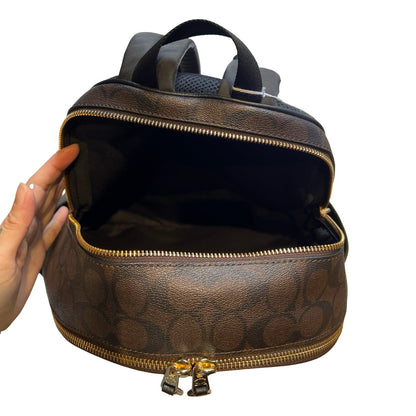 COACH Signature Canvas, Leather Backpack Backpack Brown, Black Gold Hardware Co74