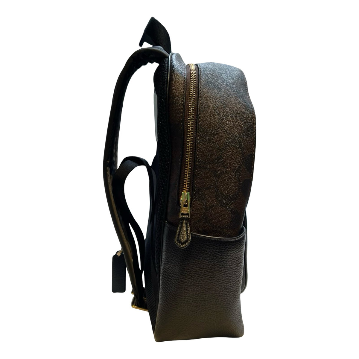 COACH Signature Canvas, Leather Backpack Backpack Brown, Black Gold Hardware Co74
