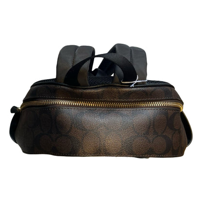 COACH Signature Canvas, Leather Backpack Backpack Brown, Black Gold Hardware Co74